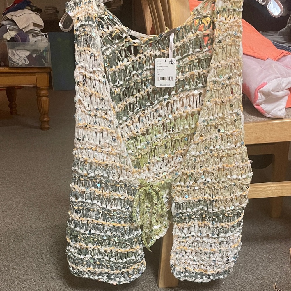 Free People  Knit Vest with Sequins